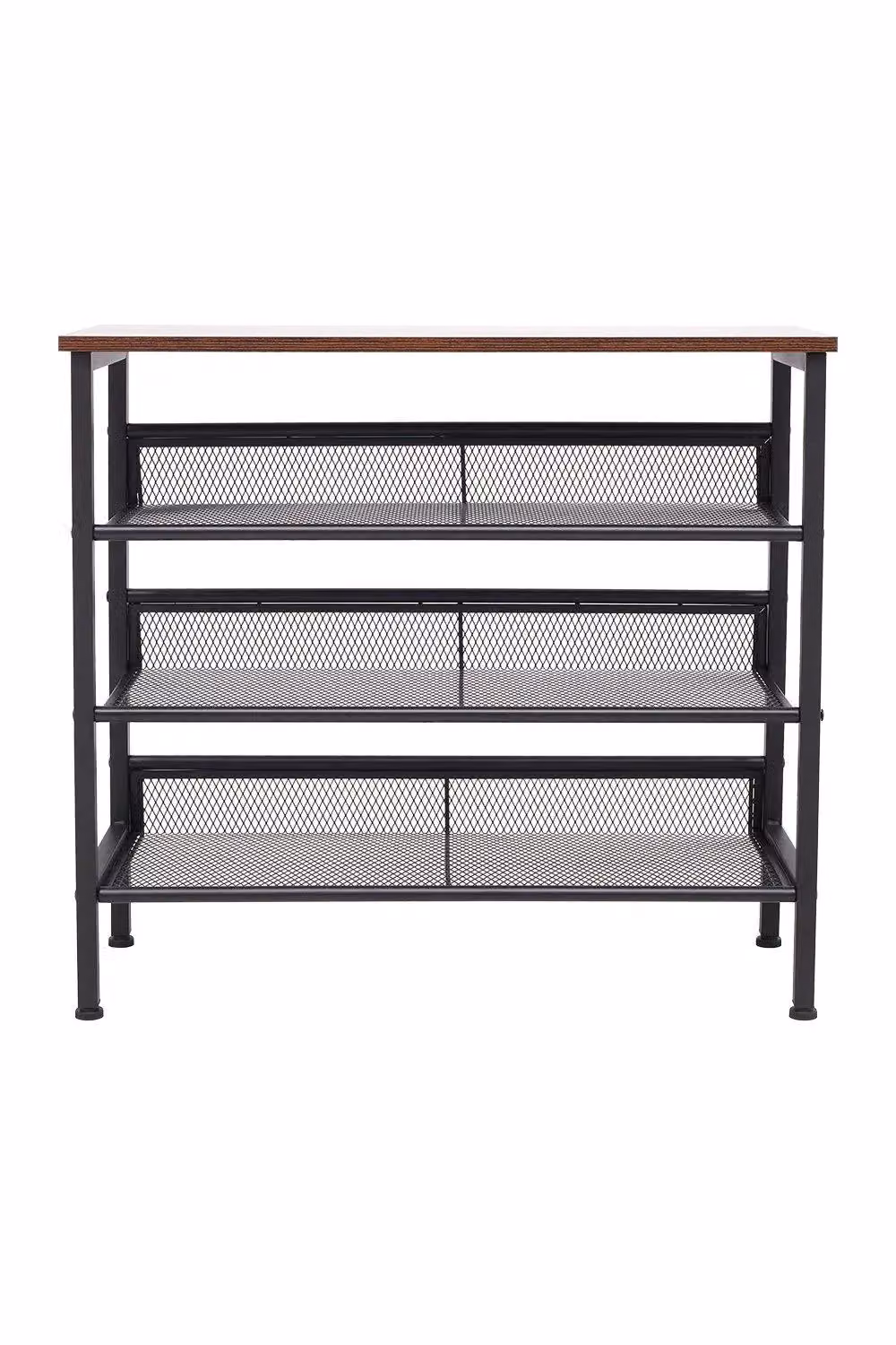 H&O Direct 4-Tier Black Metal Mesh Shoe Rack – 3
