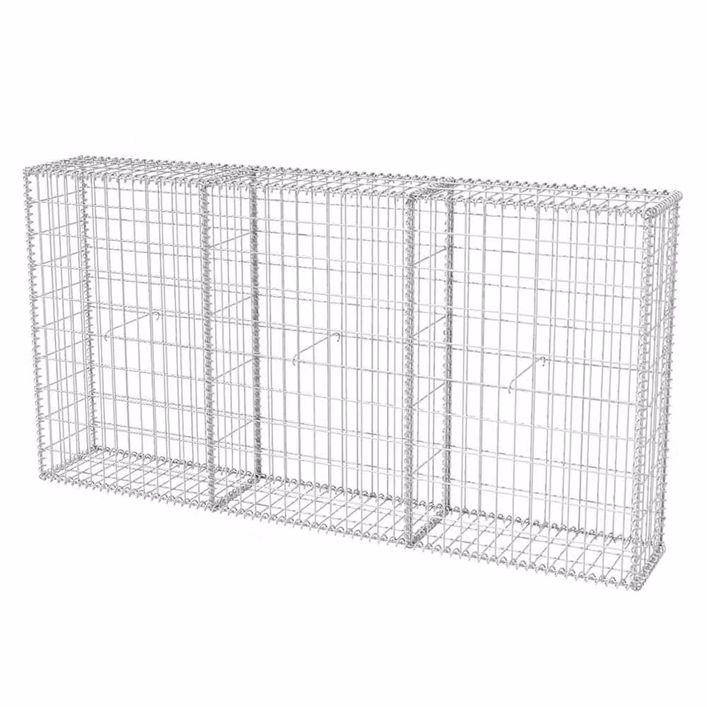 Berkfield Home Durable Galvanised Steel Gabion Basket in Silver, W: 200 cm, D: 30 cm, H: 100 cm – 2