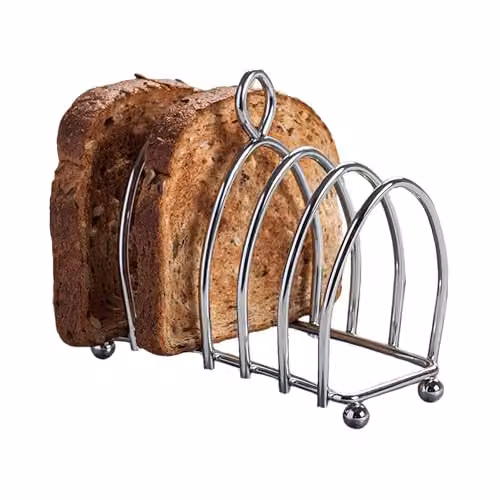 Kilo BA51 Victorian Design 6 Slice Toast Rack in Silver Chrome with Ball Feet and Loop Carry Handle – 1