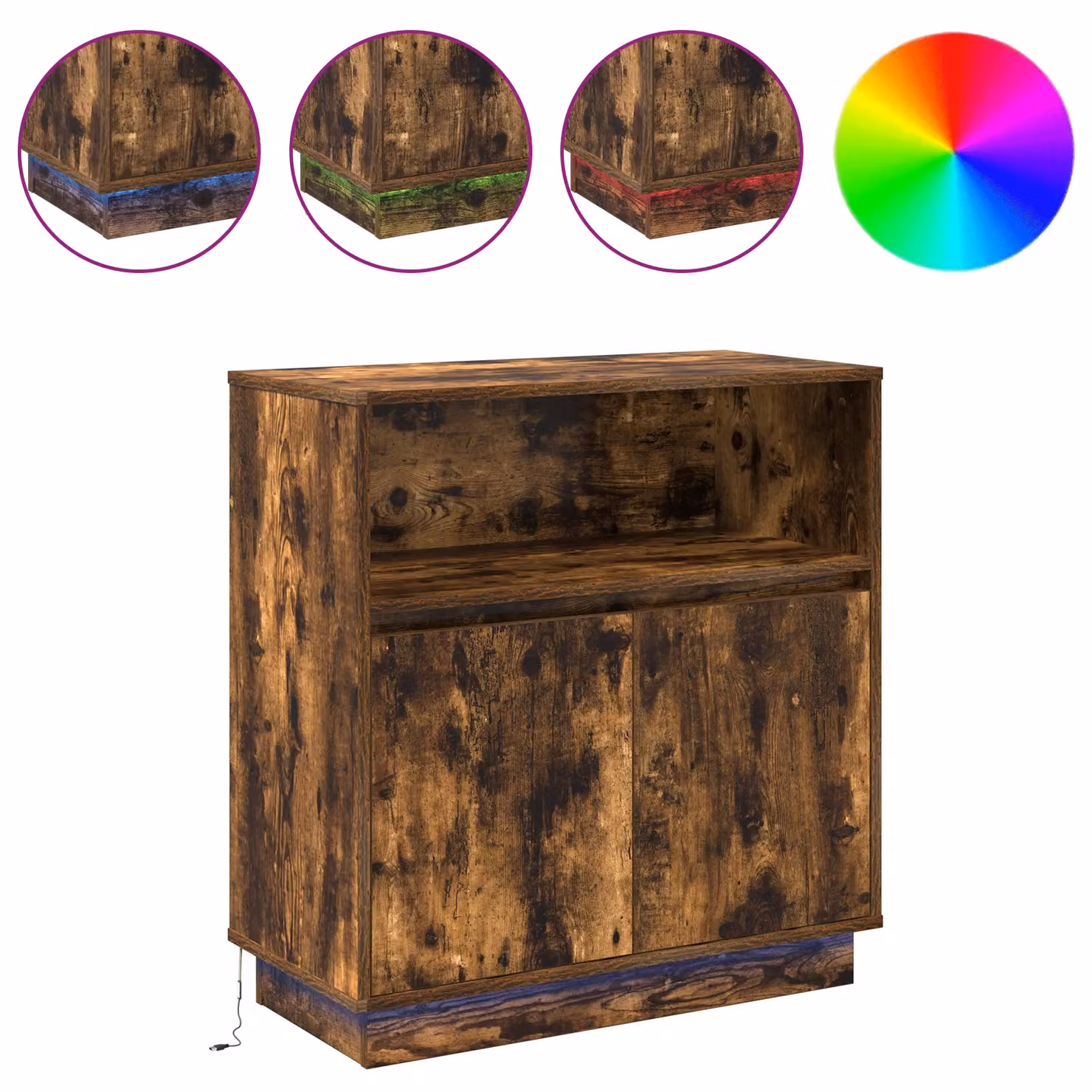 Berkfield Home Modern Sideboard with Integrated LED Lighting in Smoked Brown Oak, W/D/H: 75 x 34.5 x 71 cm – 3