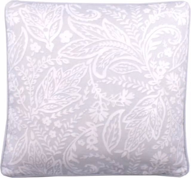 Dreams & Drapes Aveline Grey Floral Cotton Square Filled Cushion W/D/H: 43 x 43 x 43 cm