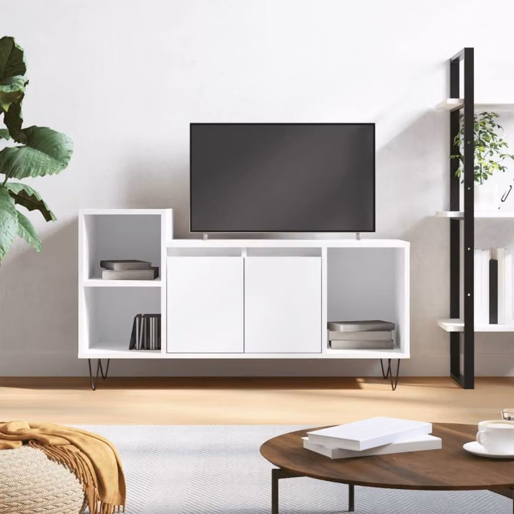 Berkfield Home Modern White TV Cabinet in Matt Engineered Wood W/D/H: 100 x 35 x 55 cm – 2