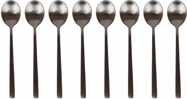 Argon Tableware Black Coated Stainless Steel Teaspoons, Set of 8