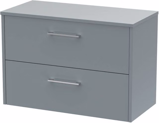 Balterley Winshill Contemporary 2 Drawer Wall Hung Vanity Unit, Grey