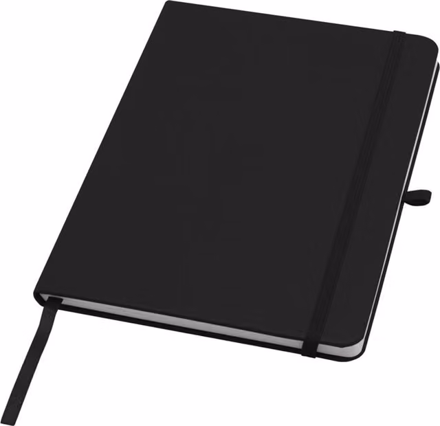 Teak A5 Lined Hardcover Notebook in Black with Elastic Closure and Bookmark