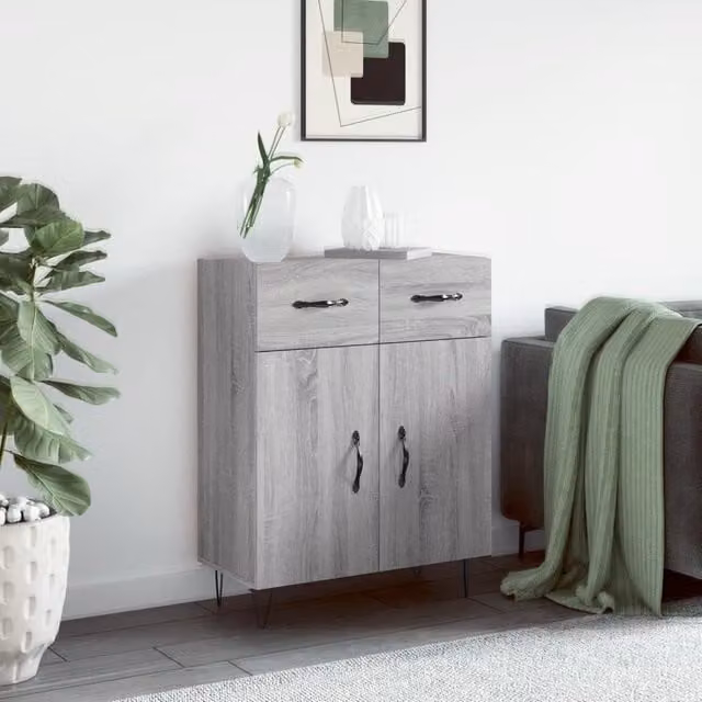Berkfield Home Grey Sonoma Sideboard, W: 69.5 cm, D: 34 cm, H: 90 cm