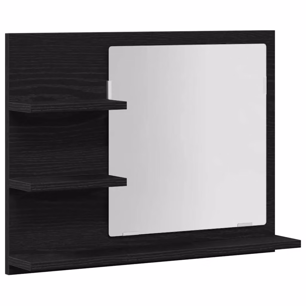 Berkfield Home Black Oak Wall Mounted Bathroom Mirror, W: 60 cm, D: 10.5 cm, H: 45 cm – 2