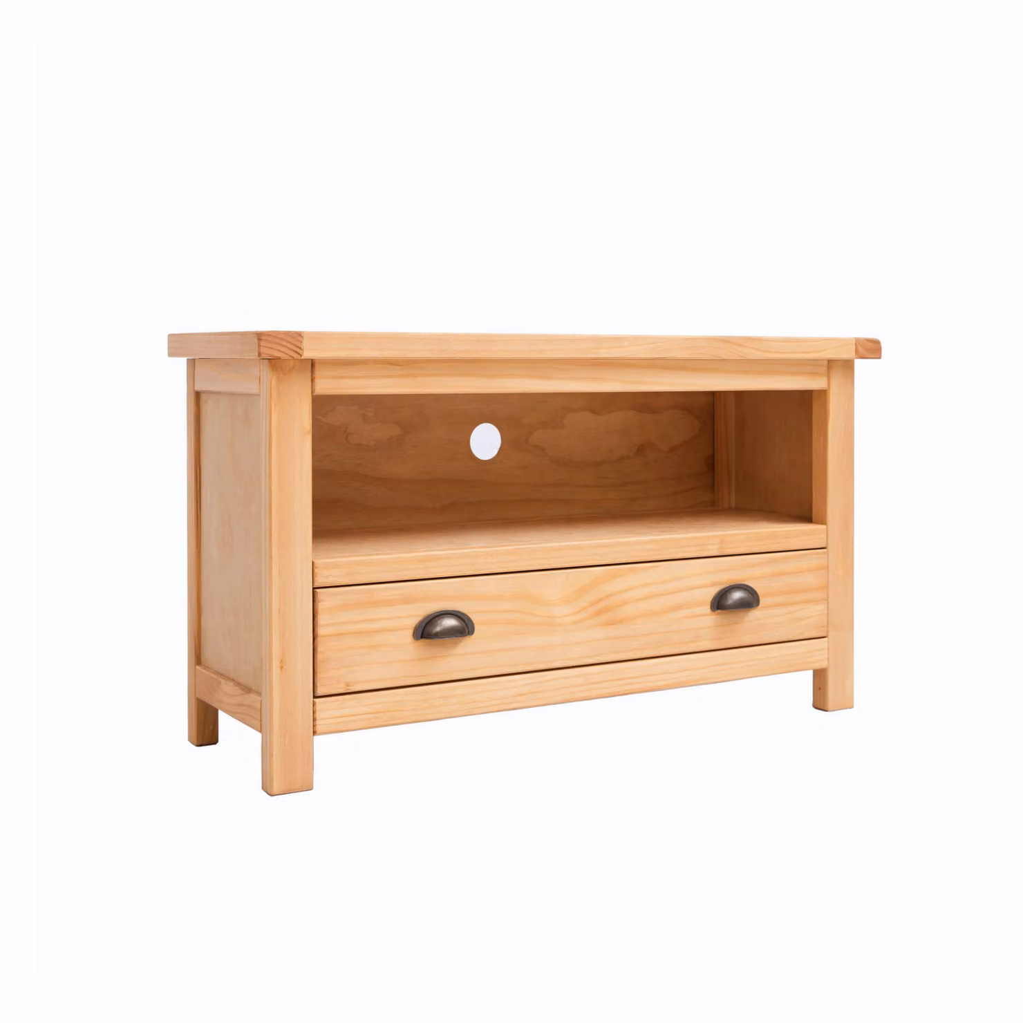 Cabinet Bits Lugo Waxed Pine 1 Drawer TV Cabinet in Light Brown with Brass Cup Handle – 2