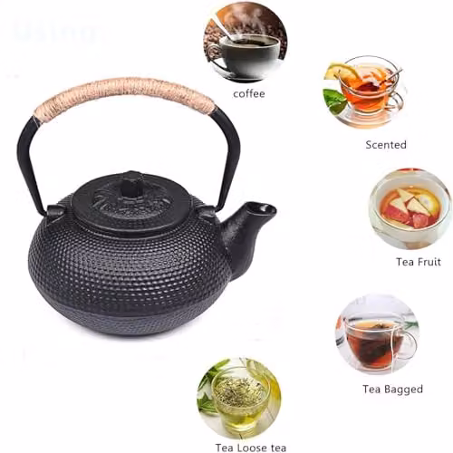 Gr8 Home Black Japanese Style Cast Iron Teapot with Infuser, 800ml – 2