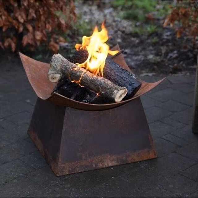 Garden Mile Orange Metal Fire Bowl on Stand