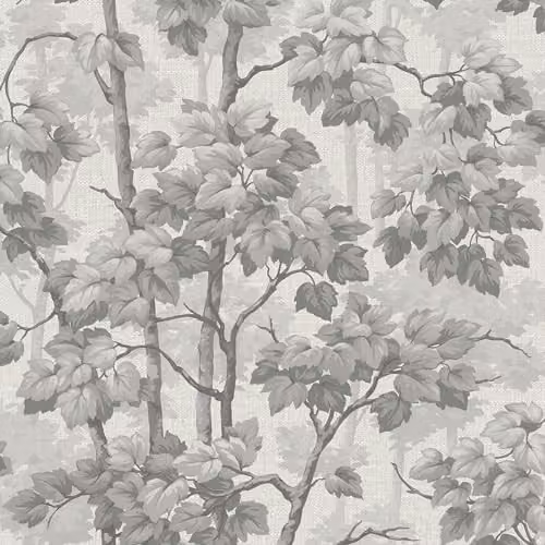 Belgravia Decor Giorgio Tree Soft Silver Floral Botanical Vinyl Wallpaper