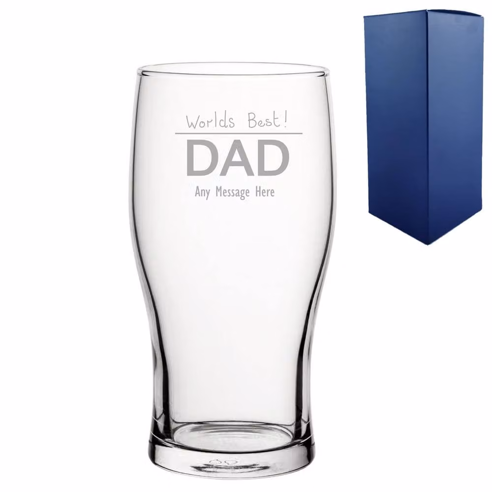 Uniqueful Personalised Engraved Fathers Day Beer Glass in Transparent, 550 ml – 1