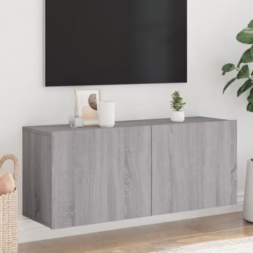 vidaXL Modern Wall-mounted TV Cabinet in Grey, W/D/H: 100 x 30 x 41 cm – 2