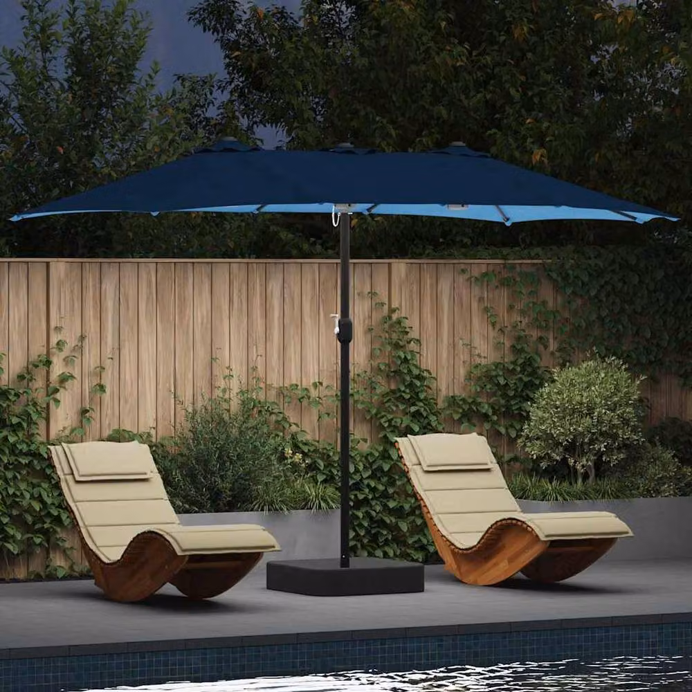 Berkfield Home Modern Folding Garden Parasol in Blue, W: 385 cm, D: 209 cm, H: 244 cm – 2