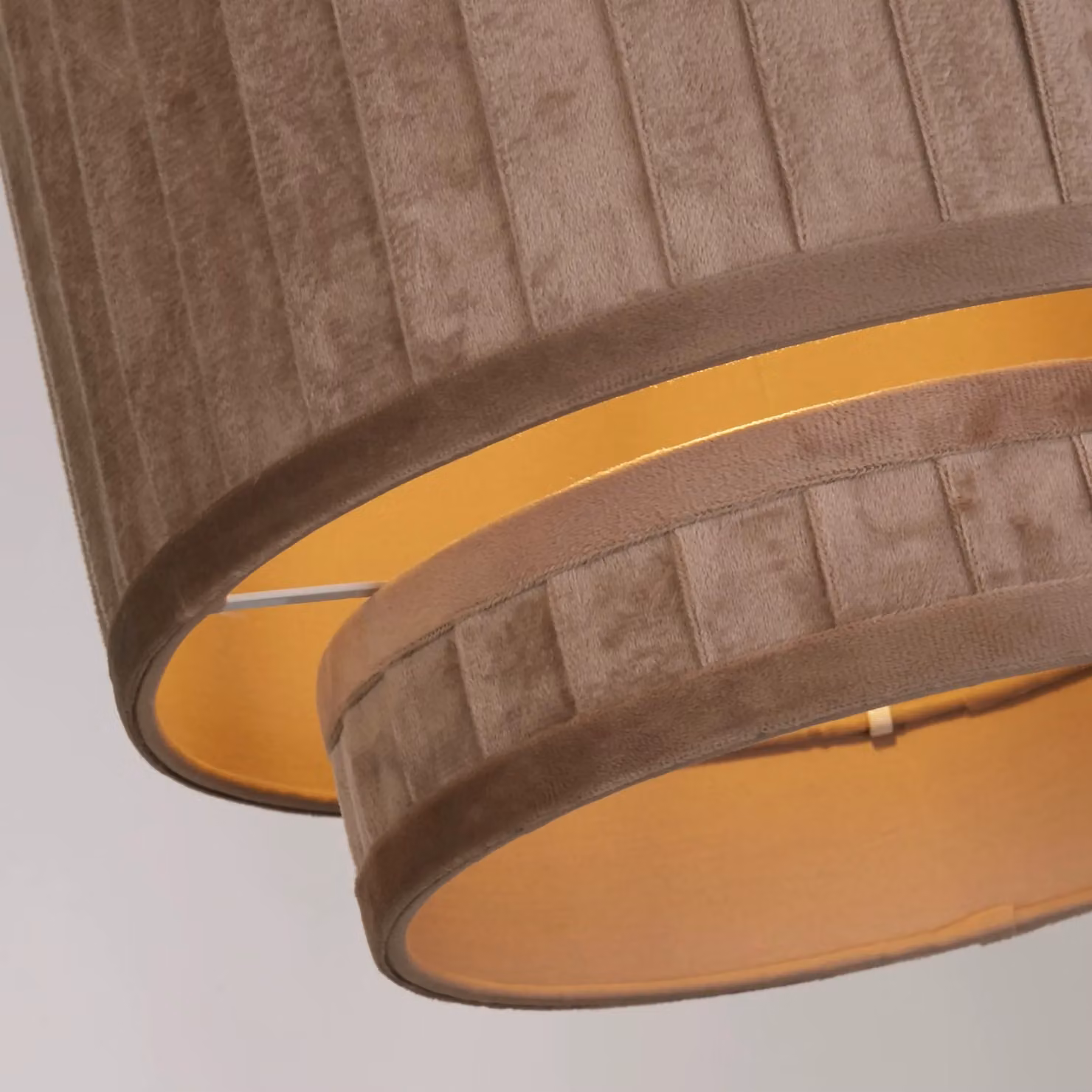 Lighting Collection Taupe 2 Tier Velvet Wide Pleat Lamp Shade, Diameter: 30 cm, Beige – 2