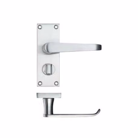 Golden Grace Victorian Lever Privacy Toilet Handle in Brushed Satin Chrome