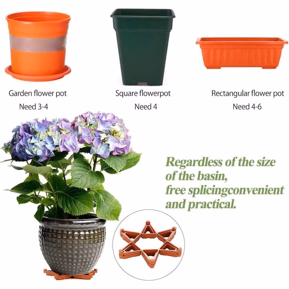 SPETLEK 24-Piece Invisible Low Profile Plastic Flower Pot Feet in Orange – 3