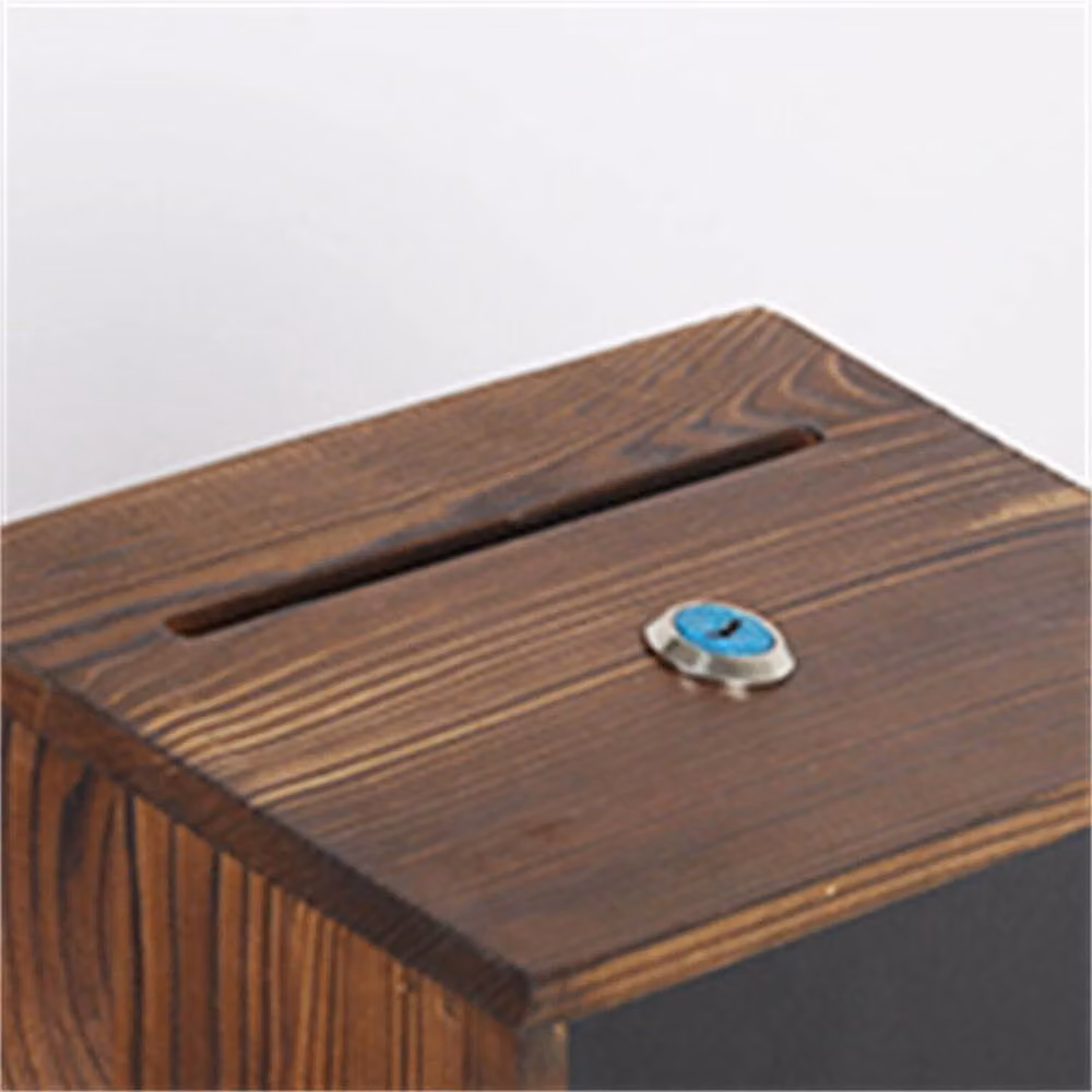 NESTLUNE Solid Wood Suggestion Box with Chalkboard in Brown – 6