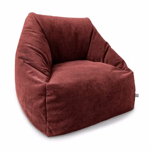rucomfy Velora Snuggle Chair Beanbag in Oxblood Red Velvet Fabric with Removable Cover – 1