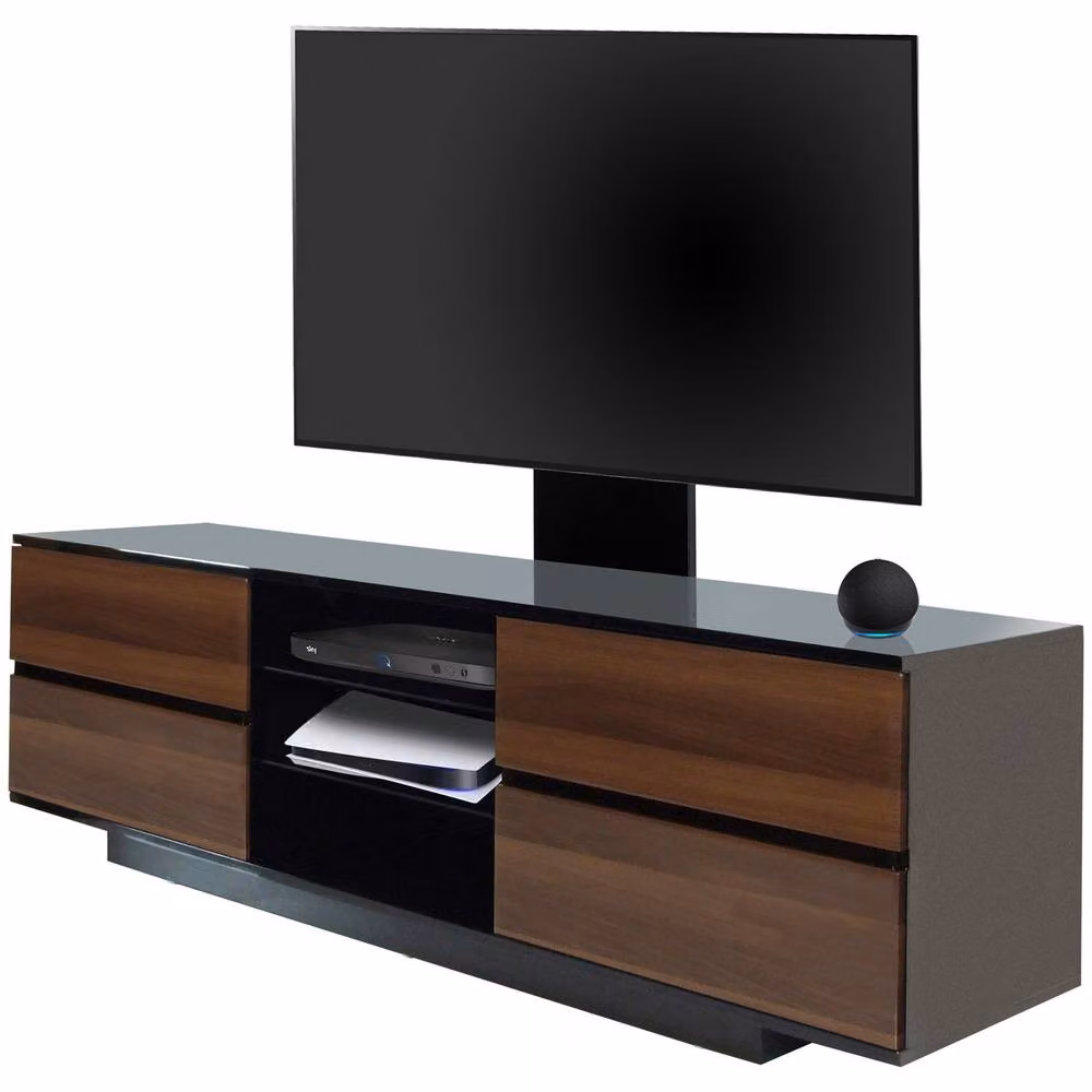 Centurion Supports AVITUS Gloss Black TV Cabinet with 4 Walnut Drawers and Mounting Arm for up to 65 inch TVs, W/D/H: 158 x 40 x 48 cm – 3