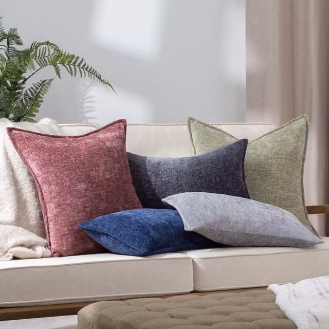 Buxton Rectangular Reversible Feather Cushion in Navy and Red
