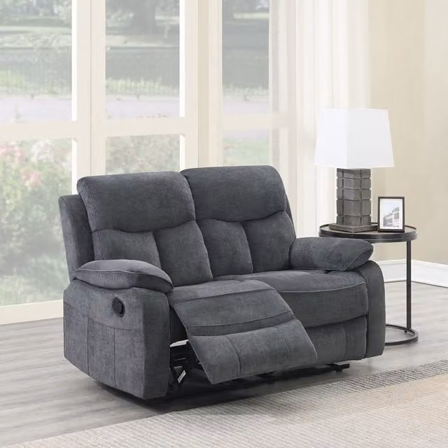 Denby 2 Seater Manual Recliner Sofa in Grey Fabric