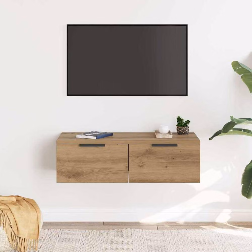 Berkfield Home Artisan Oak Wall Cabinet in Brown, W: 68 cm, D: 30 cm, H: 20 cm – 2