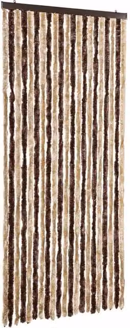 Berkfield Home Striped Chenille Insect Curtain in Beige and Brown, W/H: 90 x 220 cm