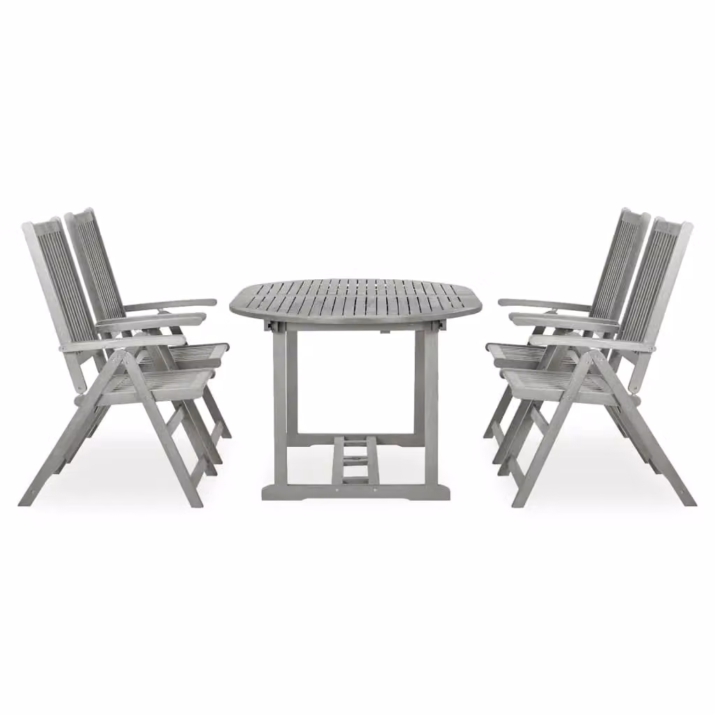 Berkfield Home 5 Piece Modern Garden Dining Set in Grey Solid Acacia Wood – 2