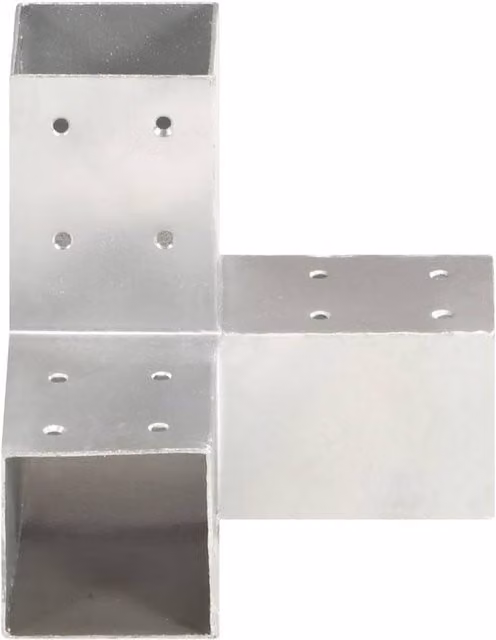 Berkfield Home Y Shape Post Connectors, 4 Pack, Galvanised Metal in Silver, 81 x 81 mm