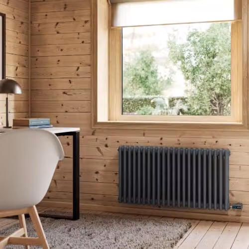 UK Radiators Alpha Anthracite 3 Column Electric Cast-Iron Style Radiator with App Control and WiFi, H: 50.0 cm, W: 59.9 cm – 3