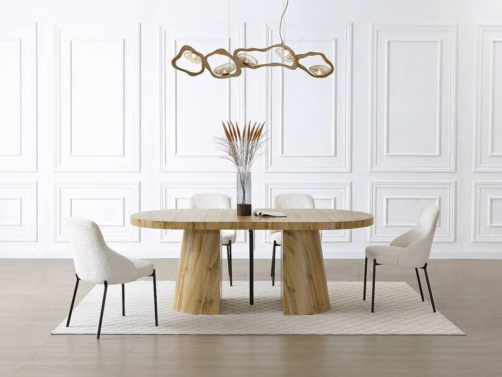 Vente-unique CLOEVA Extendable Dining Table in Light Oak MDF, 6 to 12 Seater – 3