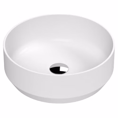 nuie NBV262 Luxe Round Ceramic Countertop Vessel Basin Sink, Matt White, W/D/H: 35 x 35 x 12 cm – 1