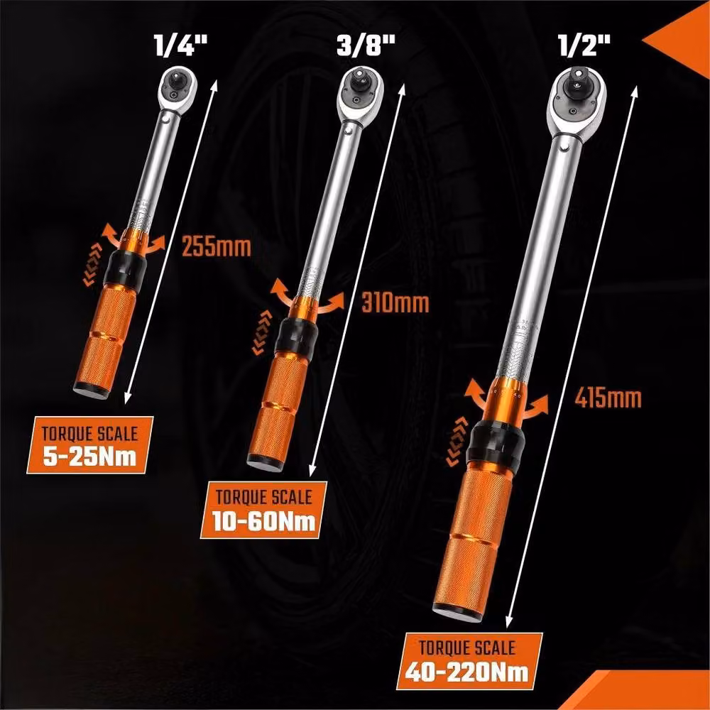 SPETLEK 3-Piece Calibrated Torque Wrench Set with 1/4, 3/8 and 1/2 Inch Drives in Orange – 2