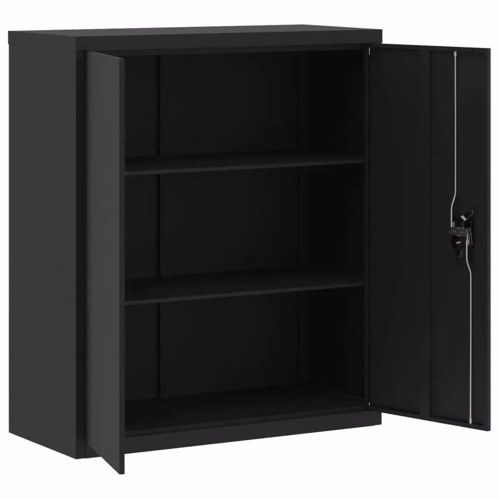 Berkfield Home Black Metal File Cabinet with Adjustable Shelves and Lock, W/D/H: 90 x 40 x 105 cm – 3