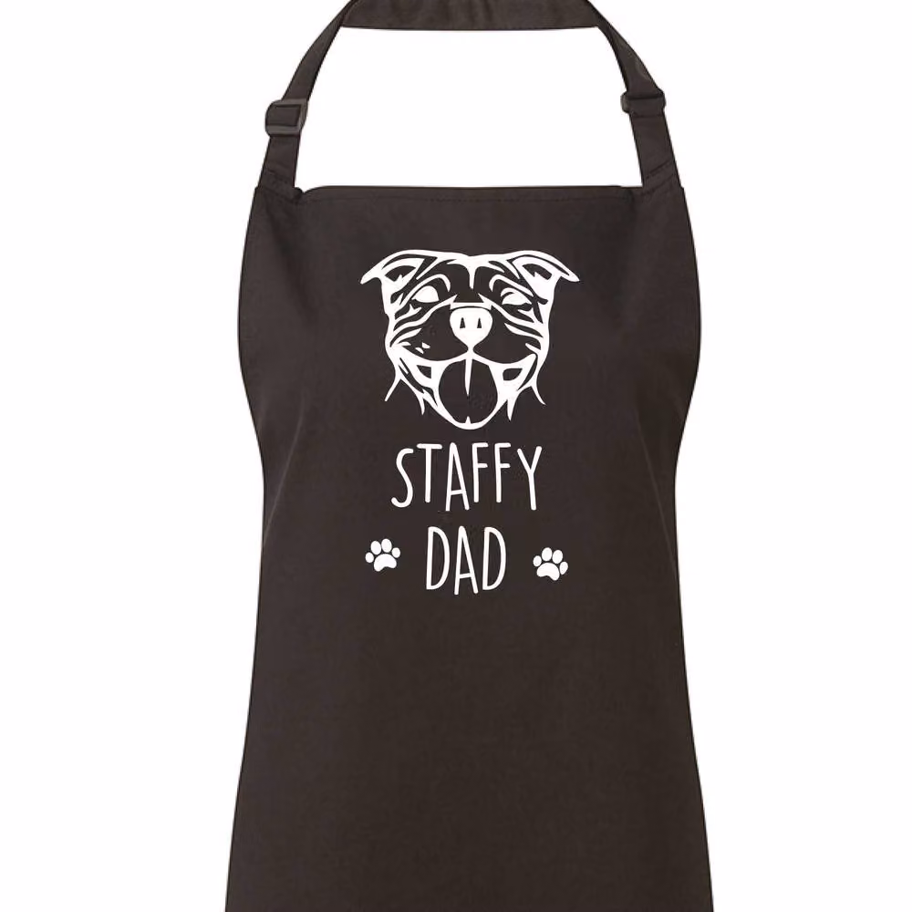 60 SECOND MAKEOVER Men's Staffy Dad Apron in Black – 2