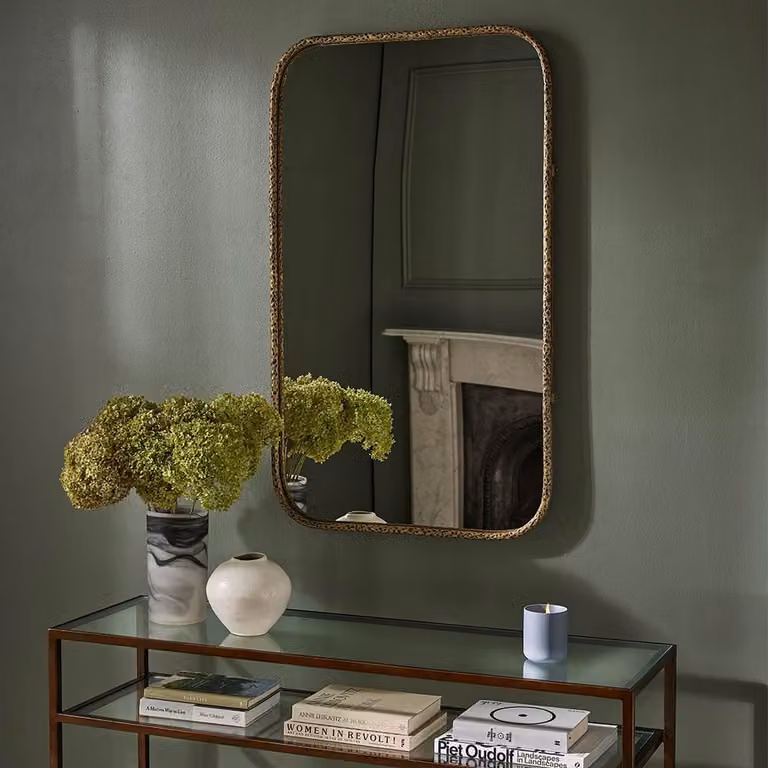 Atkin and Thyme York Modern Rectangular Gold Wall Mirror