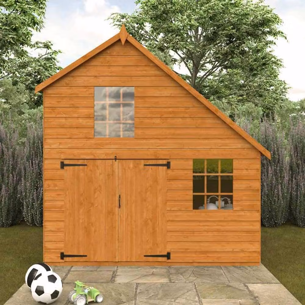 Buttercup Farm Club Garage 12mm Wooden Play Shed in Burnt Orange