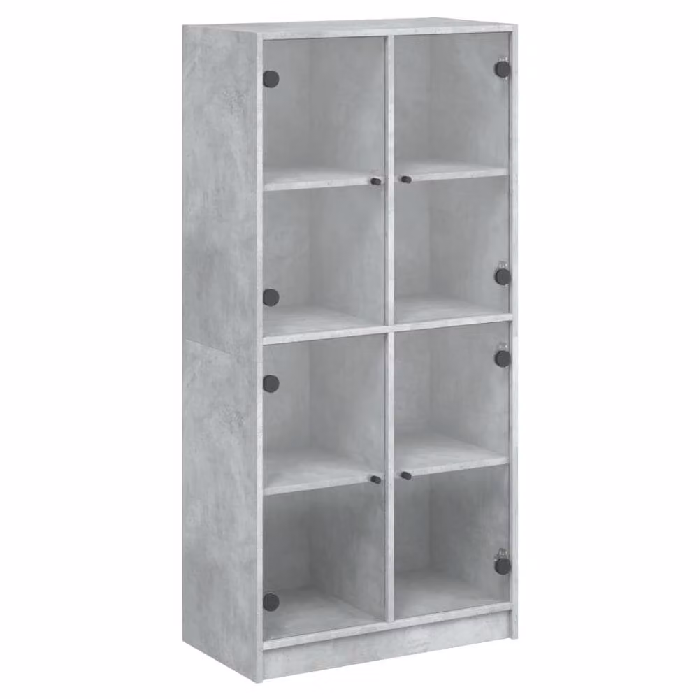 Berkfield Home Modern Highboard with Glass Doors in Concrete Grey, W/D/H: 68 x 37 x 142 cm – 2