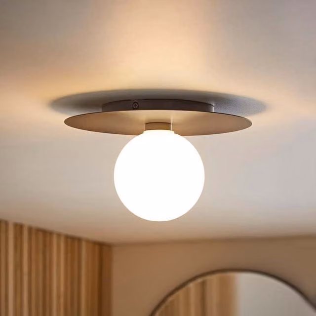 ValueLights Darla Frosted Globe Ceiling Light in Blue and Bronze