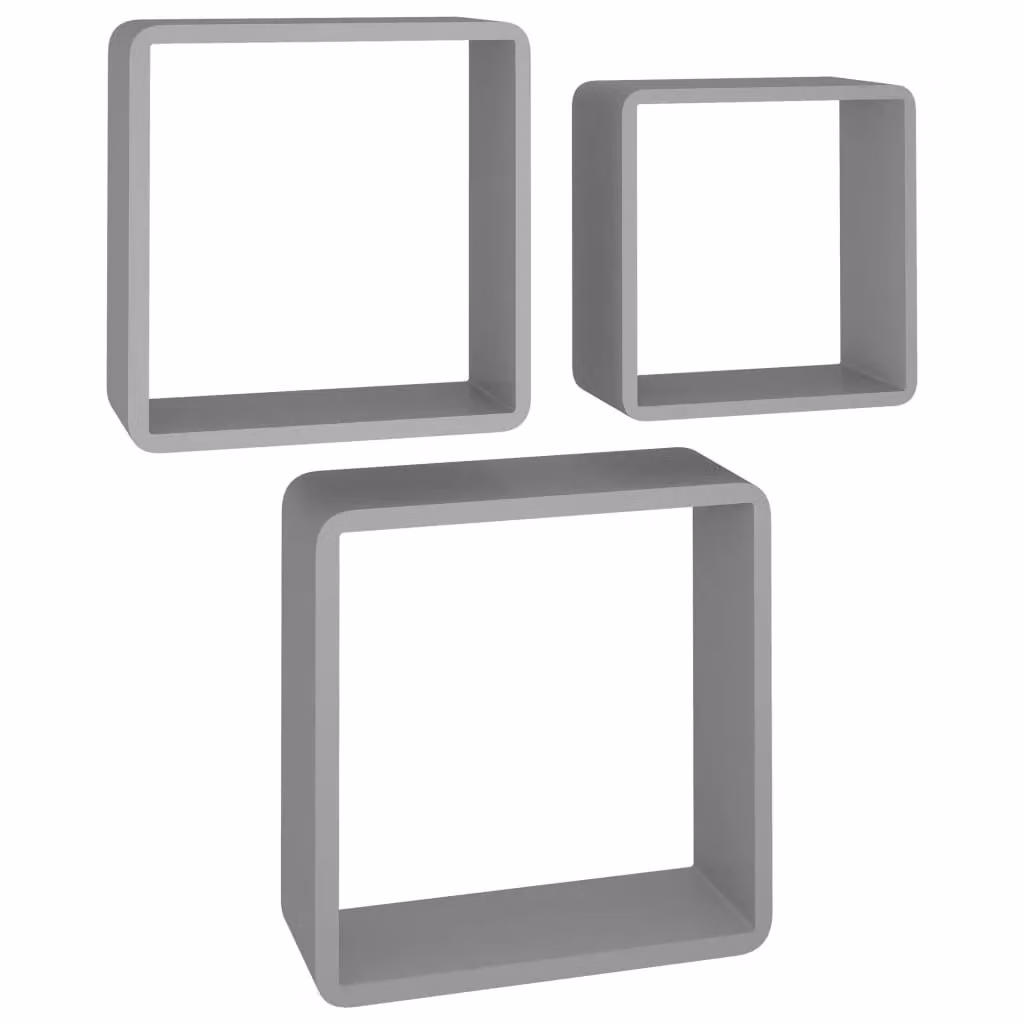 Berkfield Home Set of 3 Grey MDF Wall Mounted Cube Shelves – 2