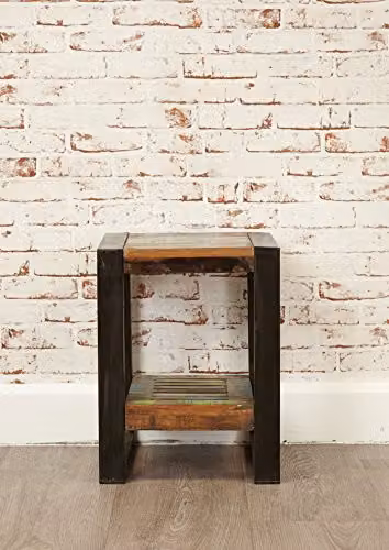 baumhaus Urban Chic Low Plant Stand and Lamp Table in Brown and Multicolour, W/D/H: 46.5 x 35.0 x 35.0 cm – 2
