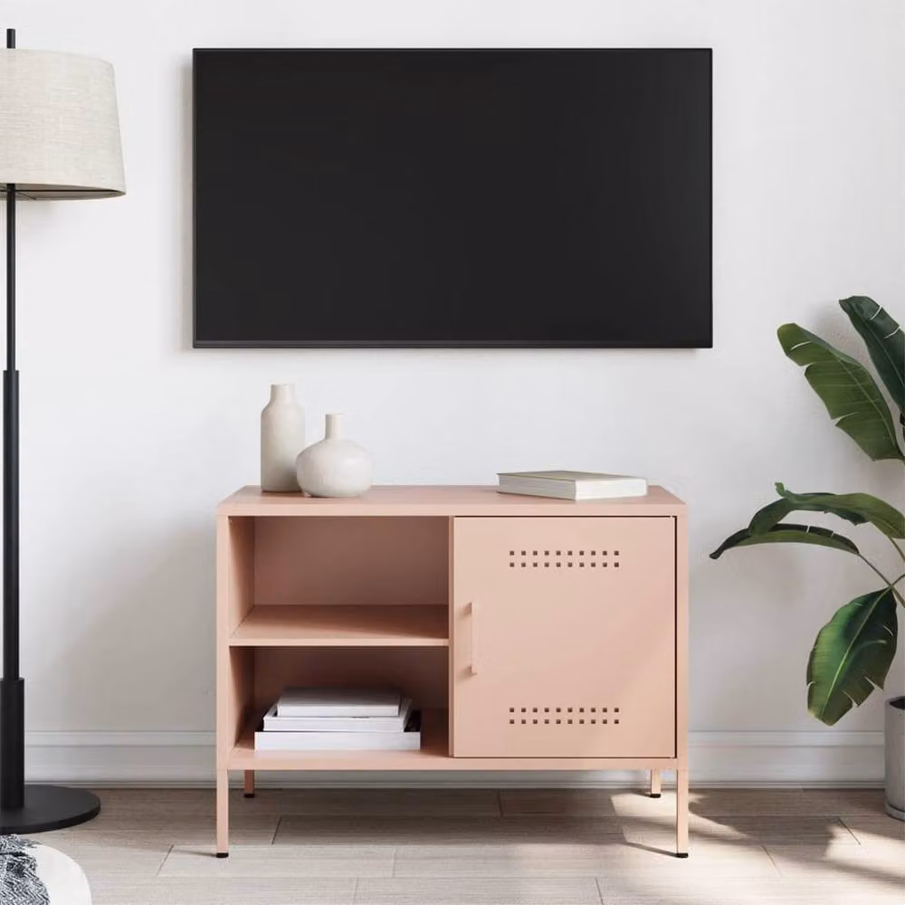 Berkfield Home Pink Metal TV Cabinet W: 68 cm, D: 39 cm, H: 50.5 cm – 3