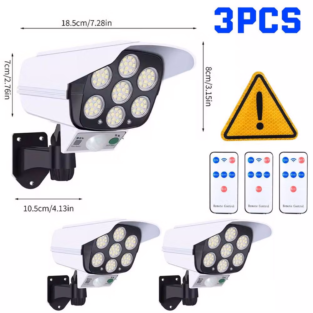 Ventryn 3-Piece Solar LED Motion Sensor Outdoor Security Floodlights in White – 2