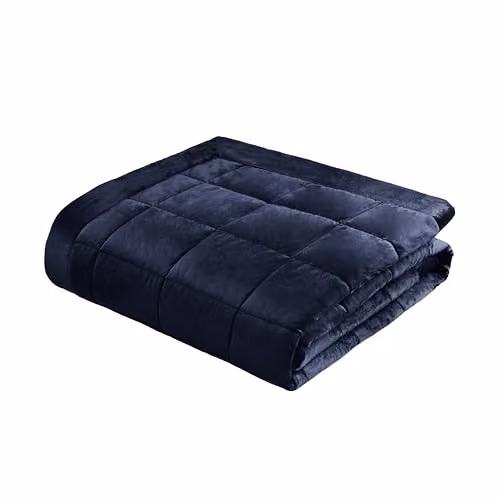 Catherine Lansfield Kingsley Matt Velvet Quilted Bedspread in Blue, 220 x 220 cm – 2