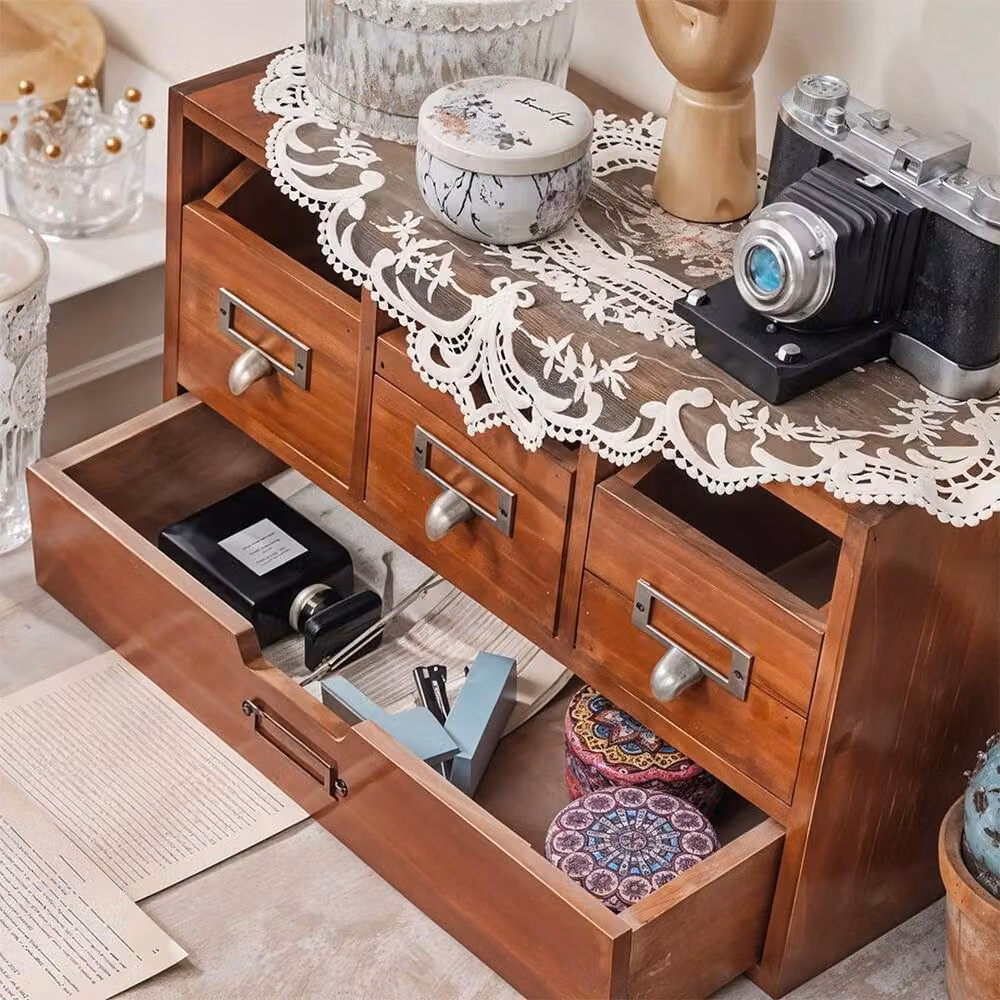Kelvenix Vintage Wooden Chest of Drawers in Brown – 4