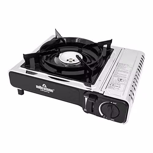 Milestone Camping 18949 Portable Gas Camping Stove with Carry Case, Grey, Stainless Steel – 3