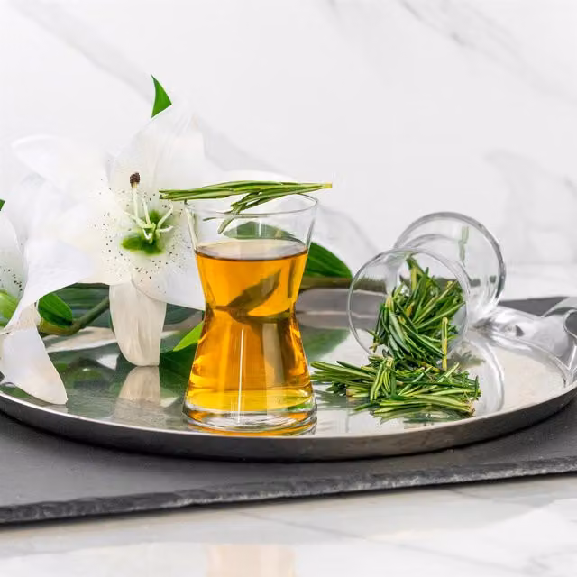 LAV Derin Glass Tea Cup Set, Pack of 6, Transparent, 140ml