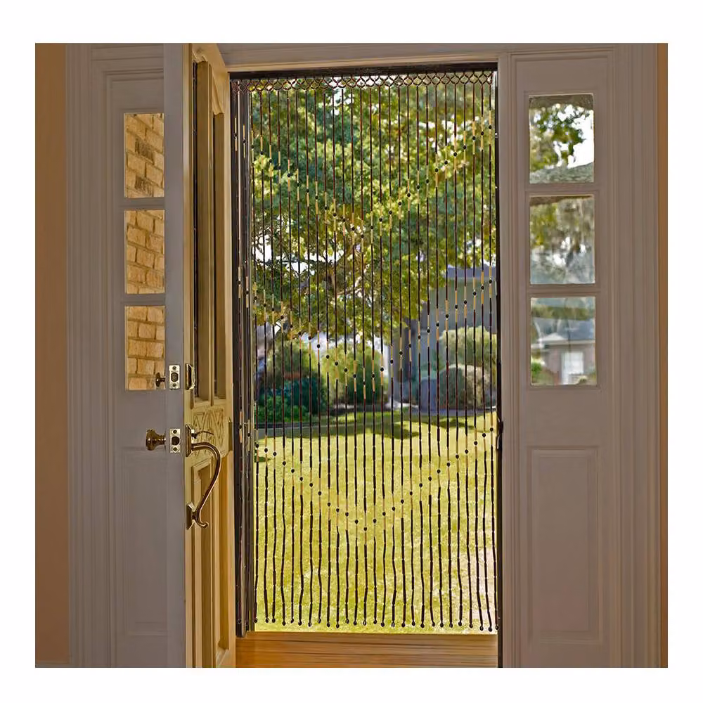 JVL Provence Chevron Wooden Beaded Door Curtain in Yellow and Brown, W: 90 cm, H: 175 cm – 2