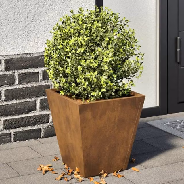 Berkfield Home Corten Steel Garden Planter Tubs, Brown, 2 Pack, W/D/H: 30 x 30 x 30 cm – 1